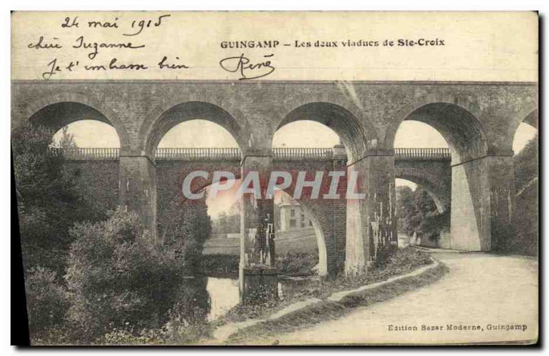 Old Postcard Guingamp The Two Viaducts St. Croix