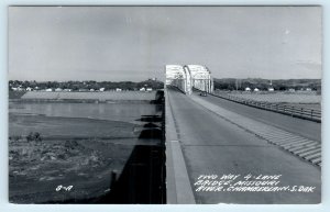 RPPC  CHAMBERLAIN, South Dakota SD ~ Missouri River BRIDGE 1955  Postcard