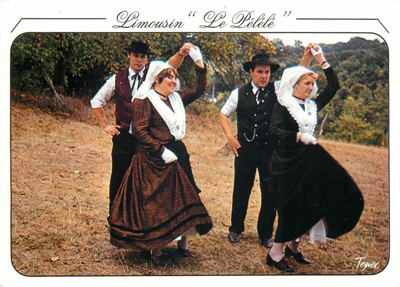 Postcard ethnic French traditions folklore costumes Limousin