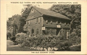 Wiggins Old Tavern Hotel Northampton Massachusetts MA Old Country Store Postcard 