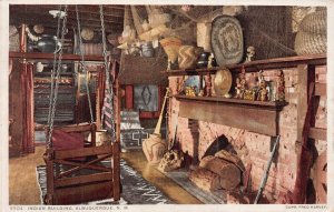 ALBUQUERQUE NM~NATIVE AMERICAN-INTERIOR OF INDIAN BUILDING~FRED HARVEY POSTCARD