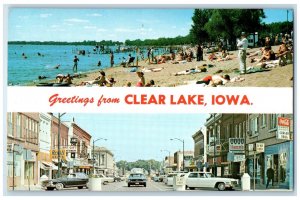 c1960 Multi-View Greetings From Clear Lake Iowa Unposted Vintage Banner Postcard