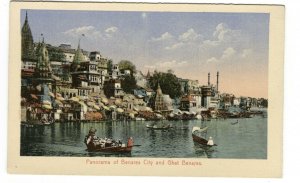 Postcard Panorama Benares City and Ghat Benares India