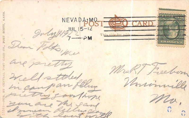 NEVADA, MO  Missouri              N.G.M ARMORY        1912 Postcard