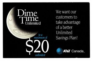 Oversize AT&T Advertising Dime Time Long Distance Telephone Rates Postcard