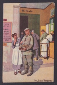 Vintage postcard GERMANY WWI Humor - Wire Thief Feldpost Mw.Kp. 28