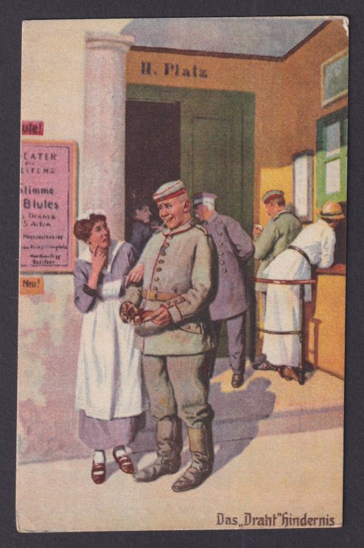 Vintage postcard GERMANY WWI Humor - Wire Thief Feldpost Mw.Kp. 28