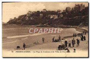 Old Postcard Perros Guirec Trestraou Beach and the Villas Pors Mevez