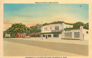 Fayetteville TN~Terrace Motel~Golden Brown Biscuits~ART DECO Cafe~1953 Linen PC