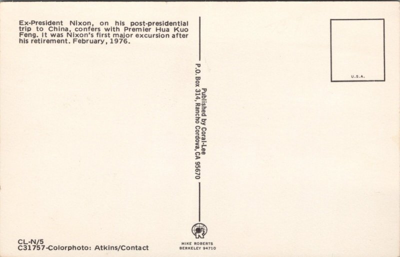 Ex-President Nixon on his Post-Presidential Trip to China Postcard PC529