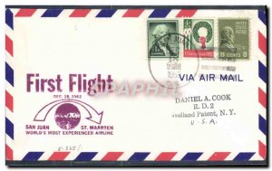 Letter USA 1st flight San Juan St maarten December 18, 1962