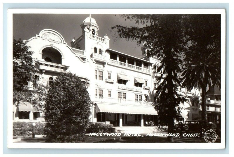 Hollywood CA, Hollywood Hotel Building Frashers RPPC Photo Vintage Postcard