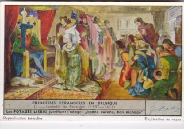 Liebig Trade Card S1518 Foreign Princesses In Belgium No 1 Isabelle de Portug...