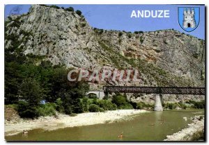 Postcard Modern Anduze Gard Gardon and Old Bridge ferroviere