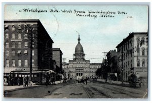 1911 Michigan Ave. West Washington Ave. Street Vintage Lansing Michigan Postcard 