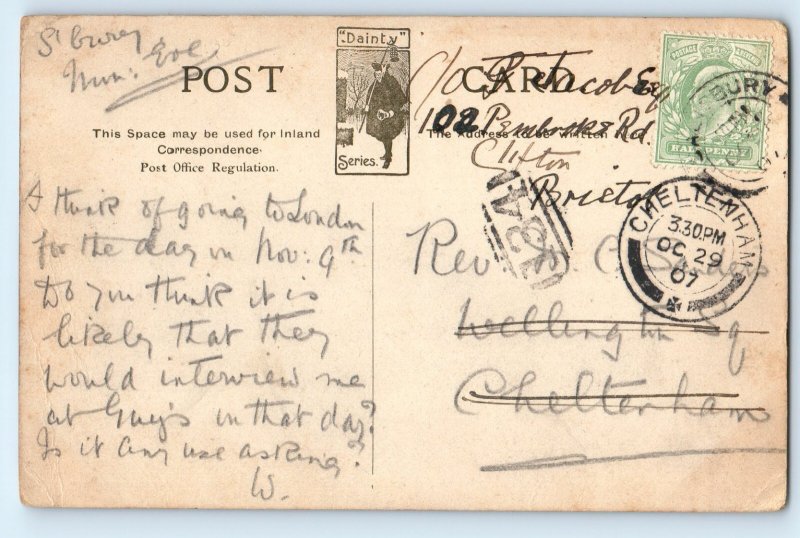 Wiltshire England Postcard Salisbury Longford Castle 1907 Antique Posted