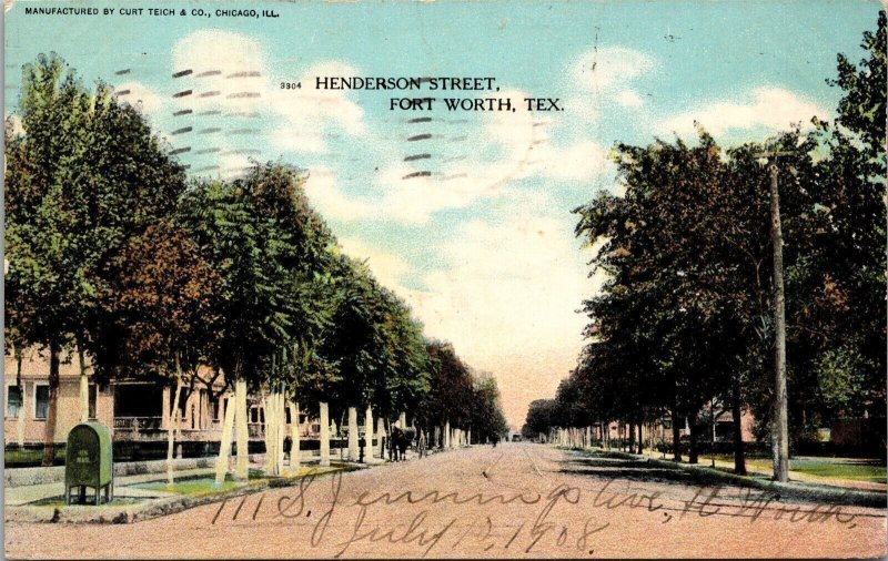 Henderson Street Fort Worth TX Postcard PC4