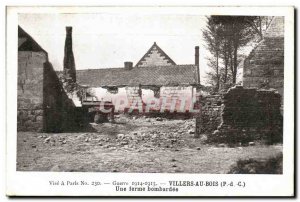 Old Postcard Army Villers Au Bois A Farm bombed
