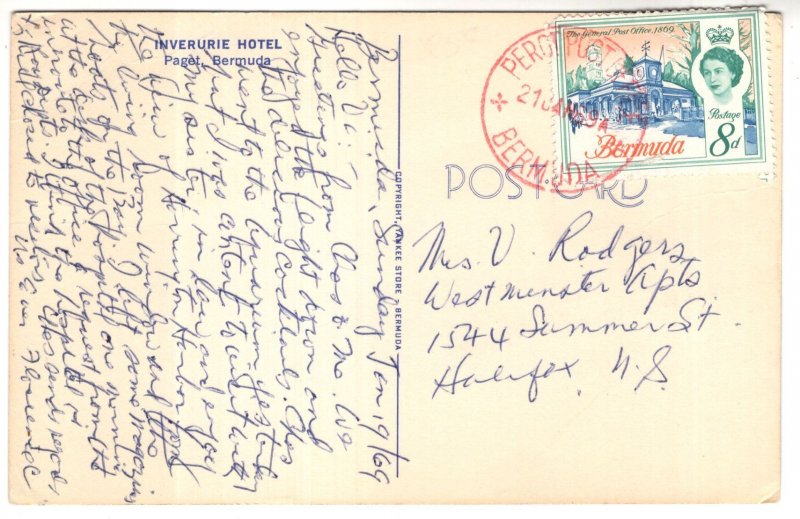 Inverurie Hotel, Paget, Bermuda, Used 1969