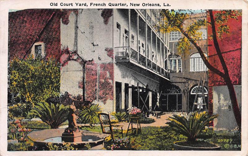 Old Court Yard, French Quarter, New Orleans, Louisiana, 1930 Postcard, Used