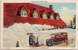 Paradise Inn Rainier National Park WA Early July Snow c1939 Postcard H38