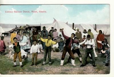 AK   NOOK   Eskimo Salmon Dance  postcard