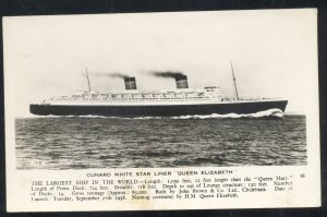 RPPC CUNARD WHITE STAR LINE SS QUEEN ELIZABETH VINTGAE REAL PHOTO OSTCARD