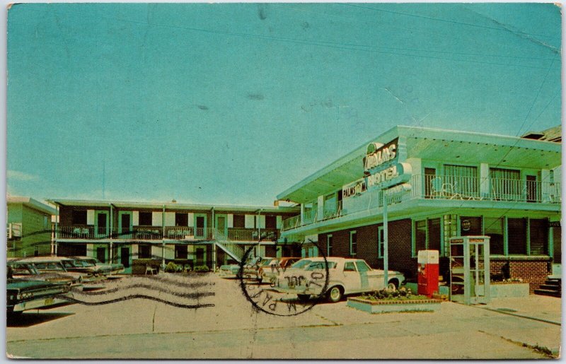 VINTAGE POSTCARD 1960s PALMS HOTEL AT NORTH WILDWOOD N.J. MAILED 1972