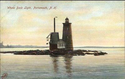 Portsmouth NH Whale Back Lighthouse c1910 Postcard