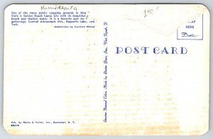 Raquette Lake New York~Golden Beach Camp Site In The Adirondacks~Vtg Postcard