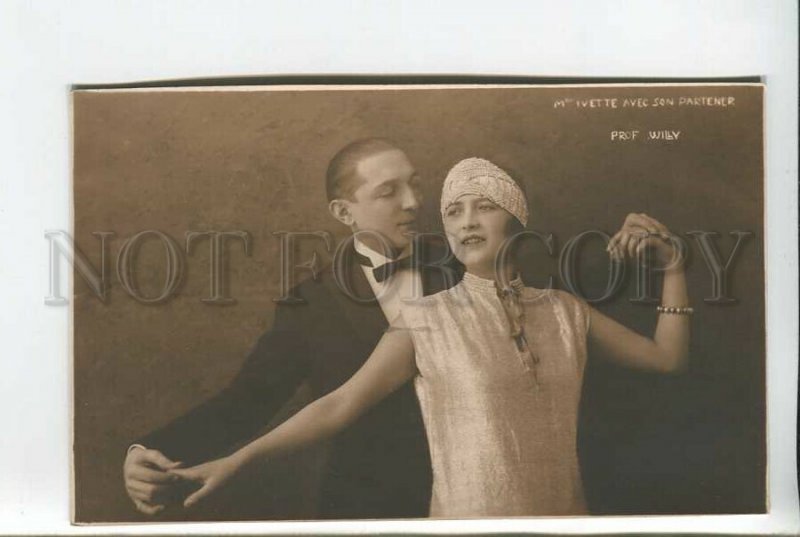 439207 ROMANIA France IVETTE & WILLY Dancer AUTOGRAPH 1925 year Vintage PHOTO