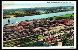 1930s Norfolk & Western Railroad Terminals Portsmouth OH Postcard