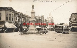 IN, Elkhart, Indiana, RPPC, South Main Street, Riverside Trolley, Inbody Photo