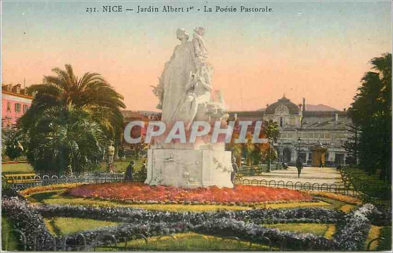 Postcard Old Nice Jardin Albert I. The Pastoral Poetry