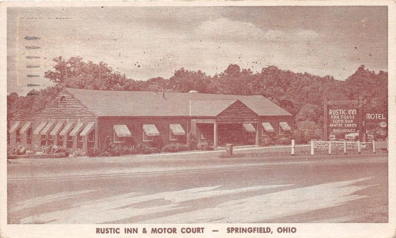 A87/ Springfield Ohio Postcard 1954 Rustic Inn & Motor Court Roadside