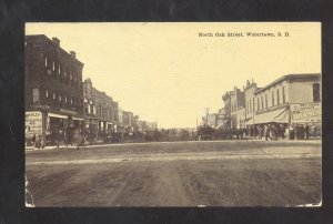 WATERTOWN SOUTH DAKOTA SD DOWNTOWN OAK STREET SCENE VINTAGE POSTCARD