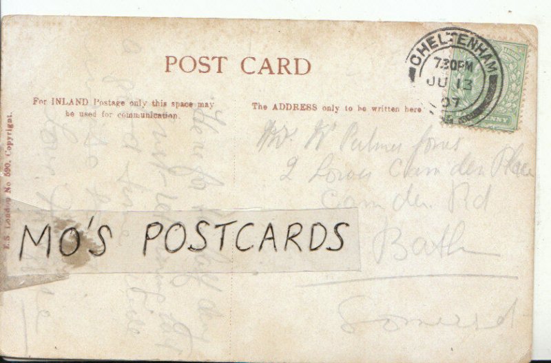 Genealogy Postcard - Palmer Jones - Camden Road - Bath - Somerset - Ref 8903A