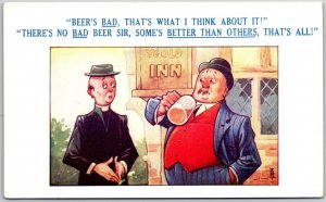 Beers Bad, There's No Bad Beer Sir, Drinking Comic Vintage Postcard #2046