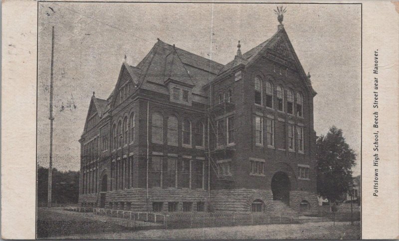 Postcard Pottstown High School Beech Street Near Hanover  Pottstown PA