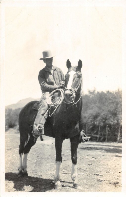 F82/ Occupational RPPC Postcard c1920 Cowboy Lasso Horse  1