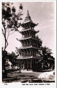 Singapore Haw Par Villa View Pagoda Vintage RPPC C090