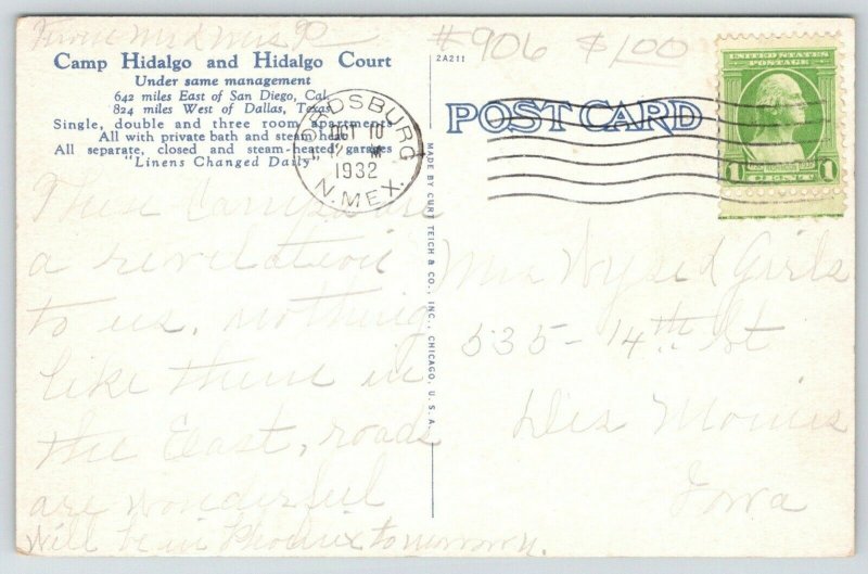 Lordsburg New Mexico~Camp Hidalgo & Hidalgo Court~Standard Gas~1932 Roadside 