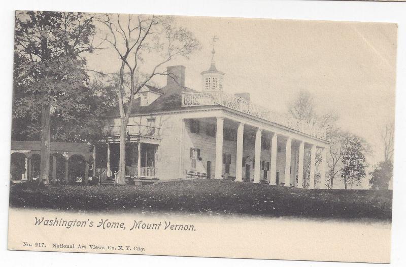 Mount Vernon VA Washingtons Home National Art Views ca 1905 Postcard UDB