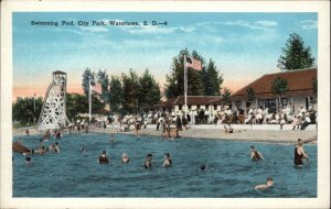Watertown South Dakota SD City Park Swimming Pool c1920s Postcard