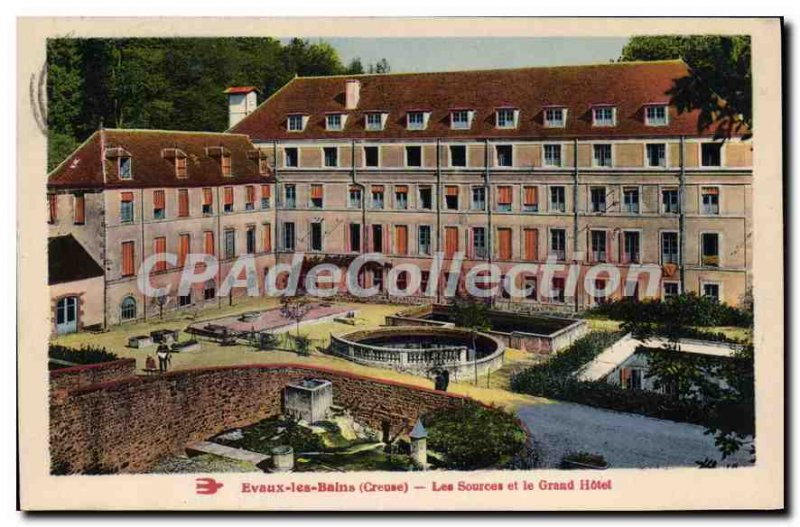 Old Postcard Evaux Les Bains Les Sources And Grand Hotel