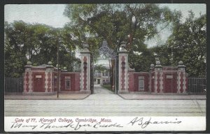 Gate of 77, Harvard College, Cambridge, MA, Very Early Postcard, Used in 1906