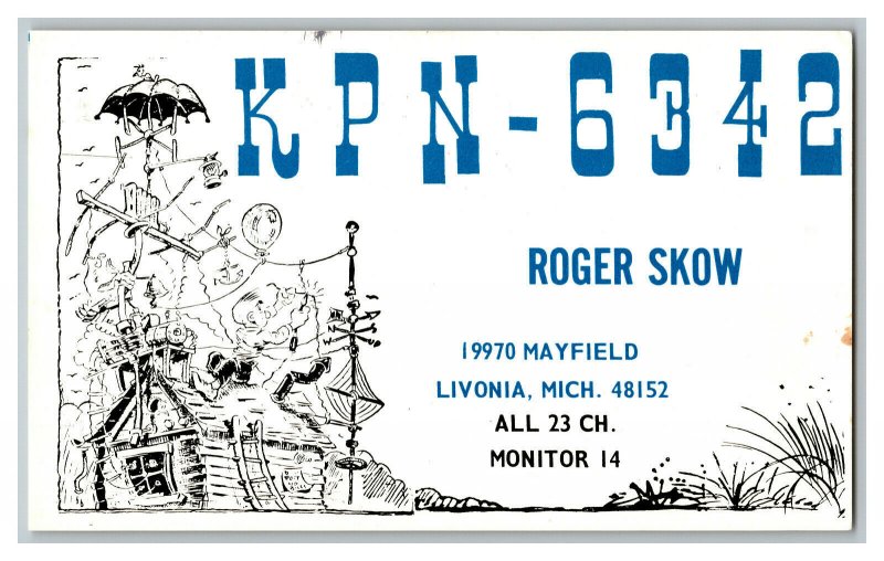 QSL Radio Card From Livonia Mich. Michigan KPN-6342 