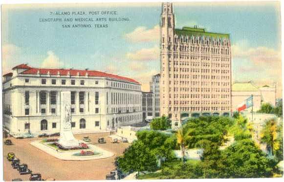 Linen of Alamo Plaza, Post Office, Medical Arts Building San