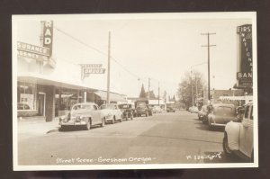 RPPC GRESHAM OREGON DOWNTOWN STREET SCENE OLD CARS REAL PHOTO POSTCARD