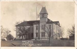 E33/ Albany Wisconsin Wi Real Photo RPPC Postcard 1913 High School Building